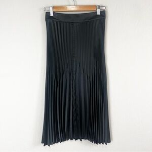 NEW Universal Standard Cybele Black Satin Pleated Midi Skirt Size 4XS‎ = XS